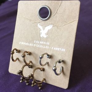 American Eagle set of three hoop/stud earrings